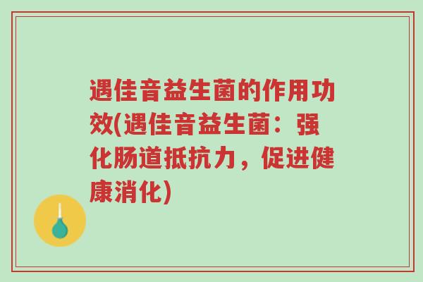 遇佳音益生菌的作用功效(遇佳音益生菌:强化肠道抵抗力,促进健康消化)-第1张图片-超越 遇佳音益生菌的作用功效(遇佳音益生菌:强化肠道抵抗力,促进健康消化)-第1张图片-超越