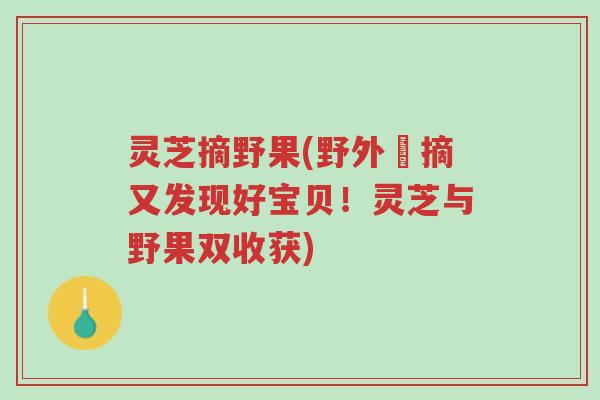 灵芝摘野果(野外採摘又发现好宝贝！灵芝与野果双收获)-第1张图片-超越