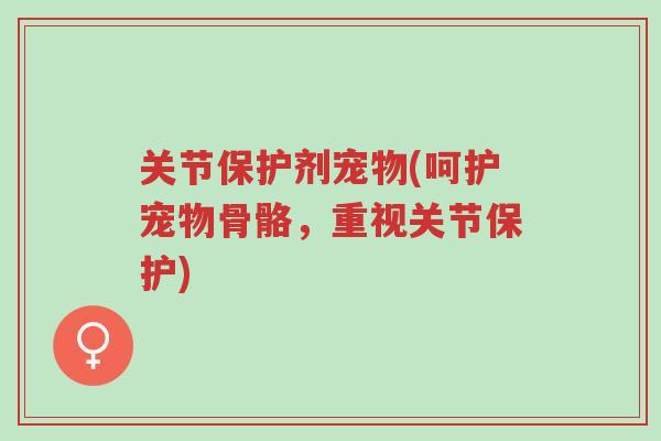关节保护剂宠物(呵护宠物骨骼,重视关节保护)-第1张图片-超越 关节保护剂宠物(呵护宠物骨骼,重视关节保护)-第1张图片-超越