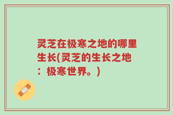 灵芝在极寒之地的哪里生长(灵芝的生长之地:极寒世界。)-第1张图片-超越 灵芝在极寒之地的哪里生长(灵芝的生长之地:极寒世界。)-第1张图片-超越