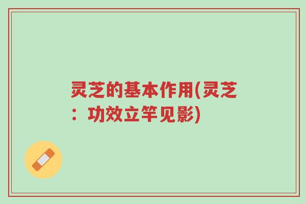 灵芝的基本作用(灵芝：功效立竿见影)-第1张图片-超越