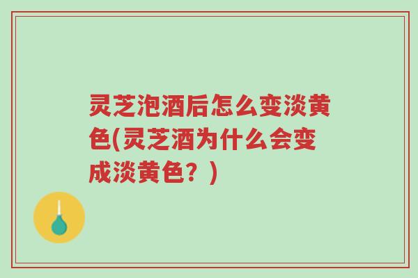 灵芝泡酒后怎么变淡黄色(灵芝酒为什么会变成淡黄色?)-第1张图片-超越 灵芝泡酒后怎么变淡黄色(灵芝酒为什么会变成淡黄色?)-第1张图片-超越