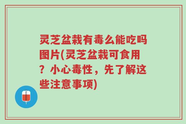灵芝盆栽有毒么能吃吗图片(灵芝盆栽可食用?小心毒性,先了解这些注意事项)-第1张图片-超越 灵芝盆栽有毒么能吃吗图片(灵芝盆栽可食用?小心毒性,先了解这些注意事项)-第1张图片-超越