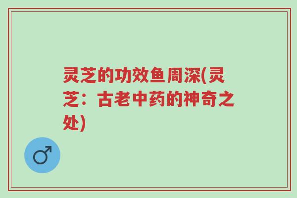 灵芝的功效鱼周深(灵芝:古老中药的神奇之处)-第1张图片-超越 灵芝的功效鱼周深(灵芝:古老中药的神奇之处)-第1张图片-超越