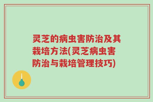 灵芝的病虫害防治及其栽培方法(灵芝病虫害防治与栽培管理技巧)-第1张图片-超越 灵芝的病虫害防治及其栽培方法(灵芝病虫害防治与栽培管理技巧)-第1张图片-超越
