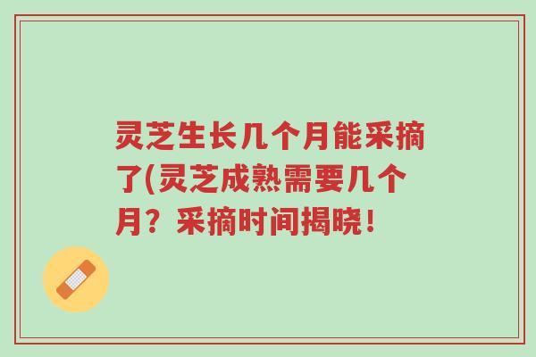 灵芝生长几个月能采摘了(灵芝成熟需要几个月?采摘时间揭晓!-第1张图片-超越 灵芝生长几个月能采摘了(灵芝成熟需要几个月?采摘时间揭晓!-第1张图片-超越