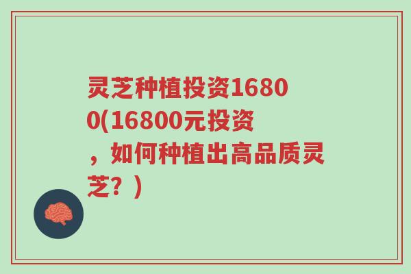 灵芝种植投资16800(16800元投资,如何种植出高品质灵芝?)-第1张图片-超越 灵芝种植投资16800(16800元投资,如何种植出高品质灵芝?)-第1张图片-超越
