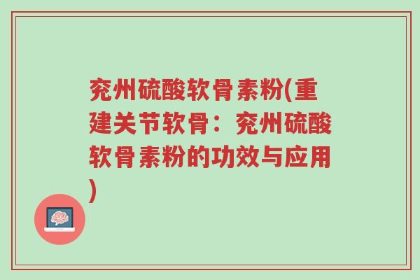 兖州硫酸软骨素粉(重建关节软骨:兖州硫酸软骨素粉的功效与应用)-第1张图片-超越 兖州硫酸软骨素粉(重建关节软骨:兖州硫酸软骨素粉的功效与应用)-第1张图片-超越