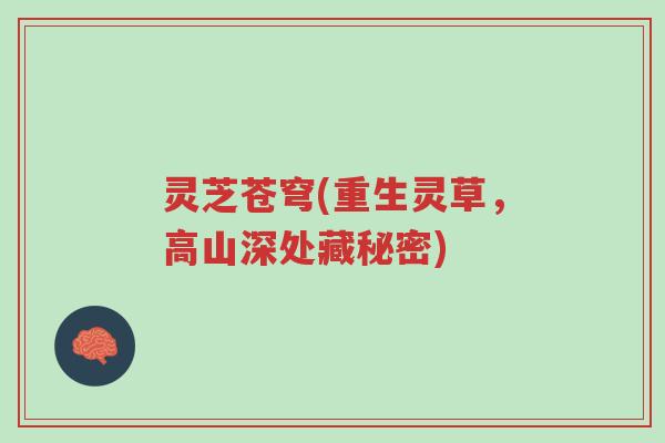 灵芝苍穹(重生灵草,高山深处藏秘密)-第1张图片-超越 灵芝苍穹(重生灵草,高山深处藏秘密)-第1张图片-超越
