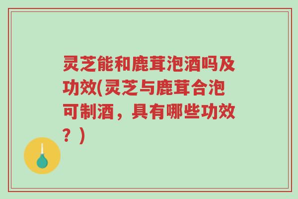 灵芝能和鹿茸泡酒吗及功效(灵芝与鹿茸合泡可制酒，具有哪些功效？)-第1张图片-超越