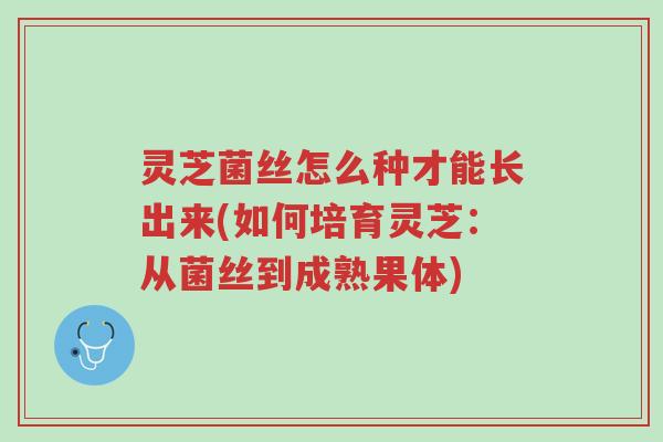 灵芝菌丝怎么种才能长出来(如何培育灵芝：从菌丝到成熟果体)-第1张图片-超越