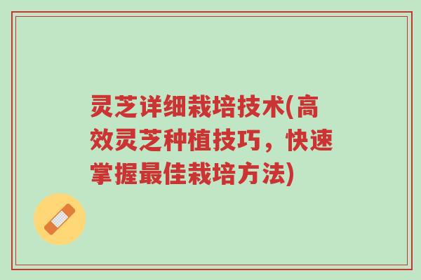 灵芝详细栽培技术(高效灵芝种植技巧,快速掌握最佳栽培方法)-第1张图片-超越 灵芝详细栽培技术(高效灵芝种植技巧,快速掌握最佳栽培方法)-第1张图片-超越