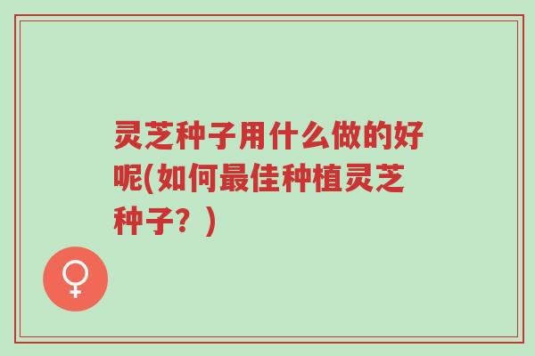 灵芝种子用什么做的好呢(如何最佳种植灵芝种子?)-第1张图片-超越 灵芝种子用什么做的好呢(如何最佳种植灵芝种子?)-第1张图片-超越