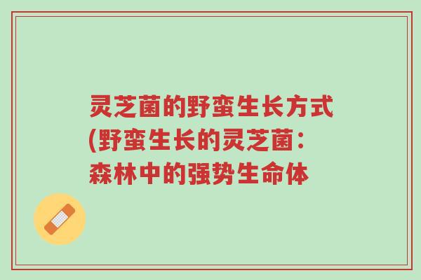 灵芝菌的野蛮生长方式(野蛮生长的灵芝菌:森林中的强势生命体-第1张图片-超越 灵芝菌的野蛮生长方式(野蛮生长的灵芝菌:森林中的强势生命体-第1张图片-超越