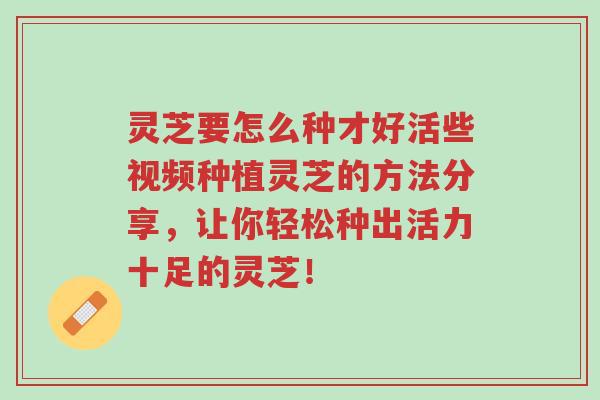 灵芝要怎么种才好活些视频种植灵芝的方法分享，让你轻松种出活力十足的灵芝！-第1张图片-超越