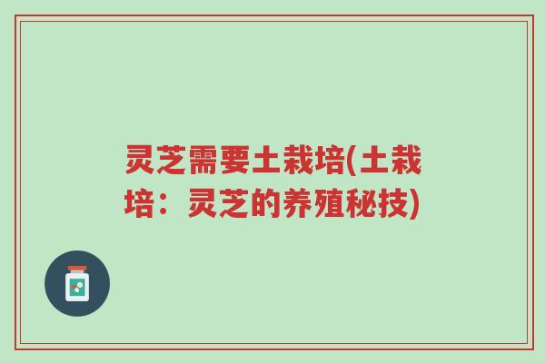 灵芝需要土栽培(土栽培:灵芝的养殖秘技)-第1张图片-超越 灵芝需要土栽培(土栽培:灵芝的养殖秘技)-第1张图片-超越