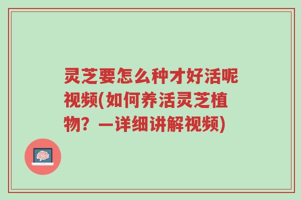 灵芝要怎么种才好活呢视频(如何养活灵芝植物？—详细讲解视频)-第1张图片-超越