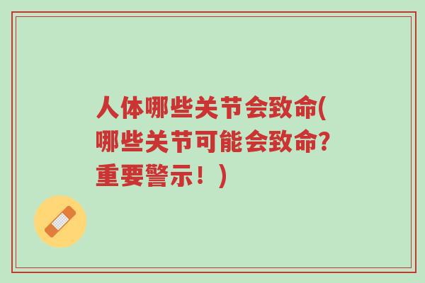 人体哪些关节会致命(哪些关节可能会致命?重要警示!)-第1张图片-超越 人体哪些关节会致命(哪些关节可能会致命?重要警示!)-第1张图片-超越