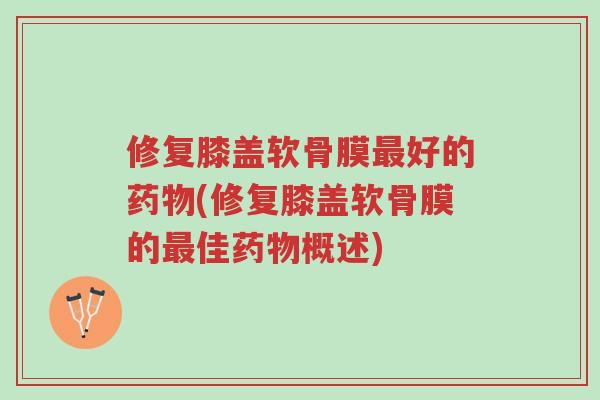 修复膝盖软骨膜最好的药物(修复膝盖软骨膜的最佳药物概述)-第1张图片-超越 修复膝盖软骨膜最好的药物(修复膝盖软骨膜的最佳药物概述)-第1张图片-超越