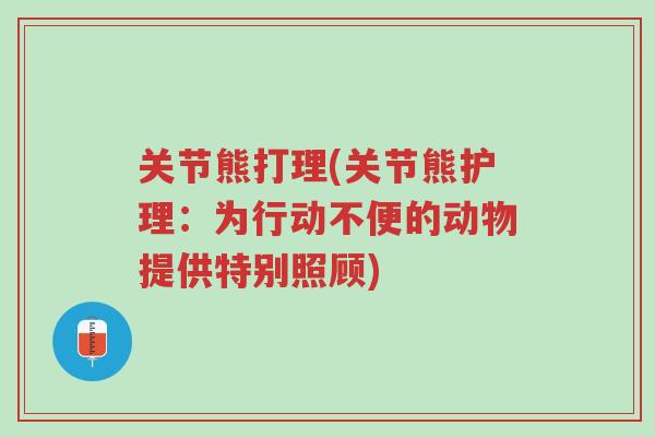 关节熊打理(关节熊护理:为行动不便的动物提供特别照顾)-第1张图片-超越 关节熊打理(关节熊护理:为行动不便的动物提供特别照顾)-第1张图片-超越