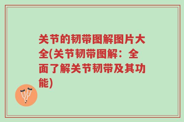 关节的韧带图解图片大全(关节韧带图解:全面了解关节韧带及其功能)-第1张图片-超越 关节的韧带图解图片大全(关节韧带图解:全面了解关节韧带及其功能)-第1张图片-超越