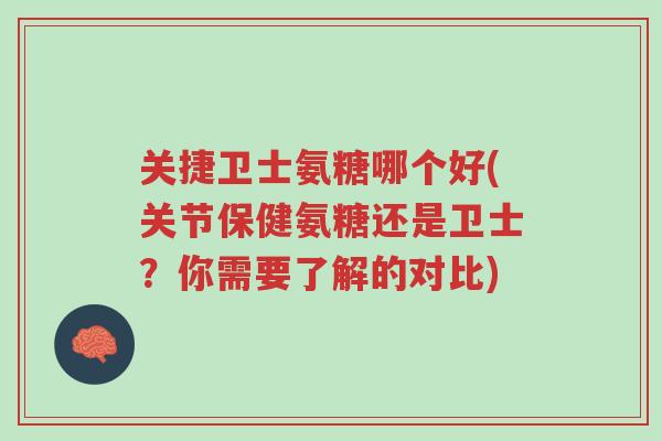 关捷卫士氨糖哪个好(关节保健氨糖还是卫士?你需要了解的对比)-第1张图片-超越 关捷卫士氨糖哪个好(关节保健氨糖还是卫士?你需要了解的对比)-第1张图片-超越