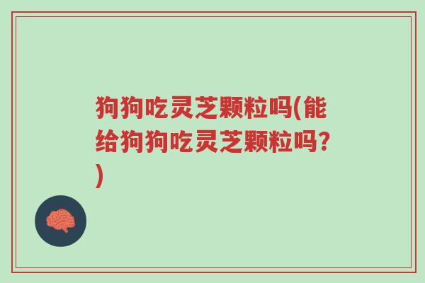 狗狗吃灵芝颗粒吗(能给狗狗吃灵芝颗粒吗?)-第1张图片-超越 狗狗吃灵芝颗粒吗(能给狗狗吃灵芝颗粒吗?)-第1张图片-超越