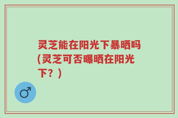 灵芝能在阳光下暴晒吗(灵芝可否曝晒在阳光下?)-第1张图片-超越 灵芝能在阳光下暴晒吗(灵芝可否曝晒在阳光下?)-第1张图片-超越