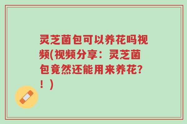 灵芝菌包可以养花吗视频(视频分享:灵芝菌包竟然还能用来养花?!)-第1张图片-超越 灵芝菌包可以养花吗视频(视频分享:灵芝菌包竟然还能用来养花?!)-第1张图片-超越