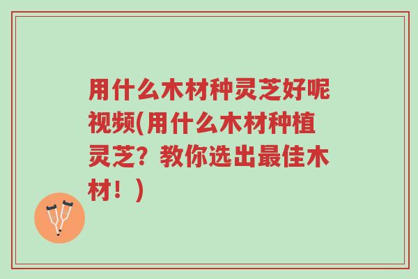 用什么木材种灵芝好呢视频(用什么木材种植灵芝?教你选出最佳木材!)-第1张图片-超越 用什么木材种灵芝好呢视频(用什么木材种植灵芝?教你选出最佳木材!)-第1张图片-超越