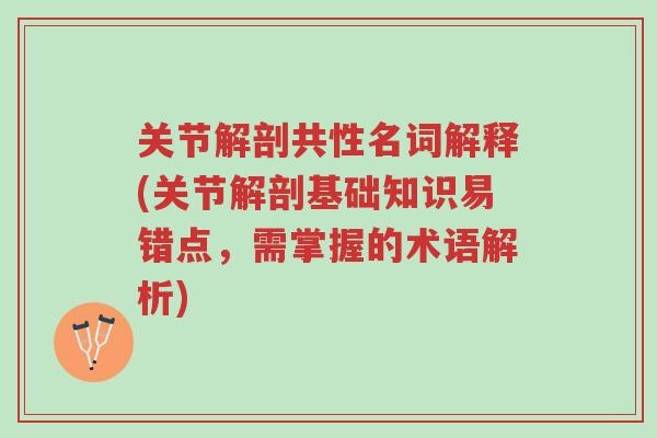 关节解剖共性名词解释(关节解剖基础知识易错点,需掌握的术语解析)-第1张图片-超越 关节解剖共性名词解释(关节解剖基础知识易错点,需掌握的术语解析)-第1张图片-超越