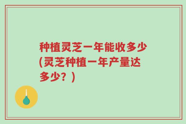 种植灵芝一年能收多少(灵芝种植一年产量达多少？)-第1张图片-超越