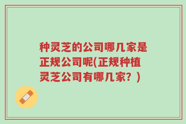 种灵芝的公司哪几家是正规公司呢(正规种植灵芝公司有哪几家?)-第1张图片-超越 种灵芝的公司哪几家是正规公司呢(正规种植灵芝公司有哪几家?)-第1张图片-超越