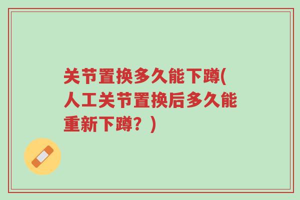 关节置换多久能下蹲(人工关节置换后多久能重新下蹲?)-第1张图片-超越 关节置换多久能下蹲(人工关节置换后多久能重新下蹲?)-第1张图片-超越