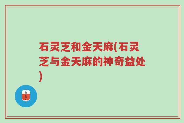 石灵芝和金天麻(石灵芝与金天麻的神奇益处)-第1张图片-超越