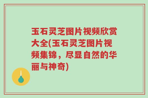 玉石灵芝图片视频欣赏大全(玉石灵芝图片视频集锦,尽显自然的华丽与神奇)-第1张图片-超越 玉石灵芝图片视频欣赏大全(玉石灵芝图片视频集锦,尽显自然的华丽与神奇)-第1张图片-超越