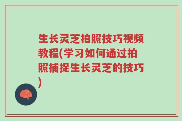 生长灵芝拍照技巧视频教程(学习如何通过拍照捕捉生长灵芝的技巧)-第1张图片-超越 生长灵芝拍照技巧视频教程(学习如何通过拍照捕捉生长灵芝的技巧)-第1张图片-超越