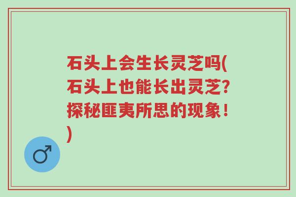 石头上会生长灵芝吗(石头上也能长出灵芝?探秘匪夷所思的现象!)-第1张图片-超越 石头上会生长灵芝吗(石头上也能长出灵芝?探秘匪夷所思的现象!)-第1张图片-超越
