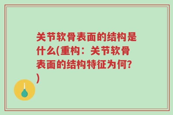 关节软骨表面的结构是什么(重构:关节软骨表面的结构特征为何?)-第1张图片-超越 关节软骨表面的结构是什么(重构:关节软骨表面的结构特征为何?)-第1张图片-超越