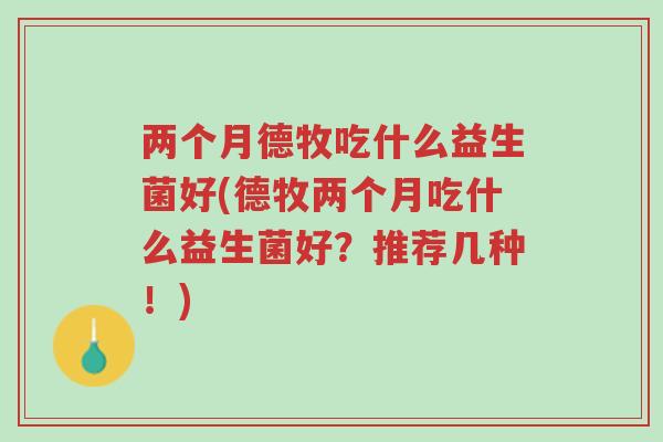 两个月德牧吃什么益生菌好(德牧两个月吃什么益生菌好?推荐几种!)-第1张图片-超越 两个月德牧吃什么益生菌好(德牧两个月吃什么益生菌好?推荐几种!)-第1张图片-超越