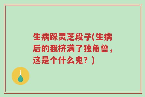 生病踩灵芝段子(生病后的我挤满了独角兽,这是个什么鬼?)-第1张图片-超越 生病踩灵芝段子(生病后的我挤满了独角兽,这是个什么鬼?)-第1张图片-超越