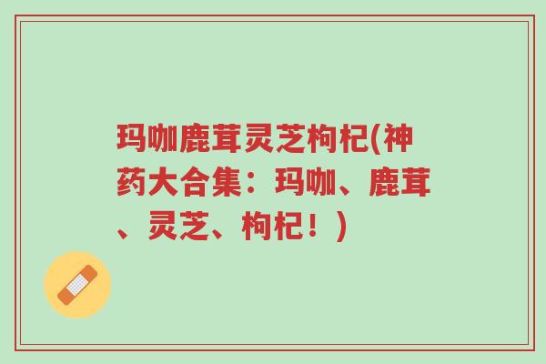 玛咖鹿茸灵芝枸杞(神药大合集：玛咖、鹿茸、灵芝、枸杞！)-第1张图片-超越