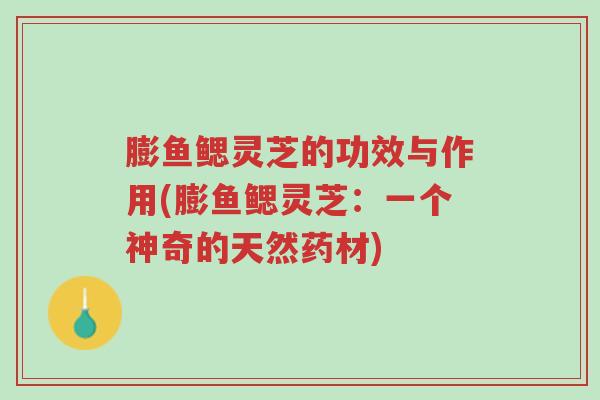 膨鱼鳃灵芝的功效与作用(膨鱼鳃灵芝:一个神奇的天然药材)-第1张图片-超越 膨鱼鳃灵芝的功效与作用(膨鱼鳃灵芝:一个神奇的天然药材)-第1张图片-超越