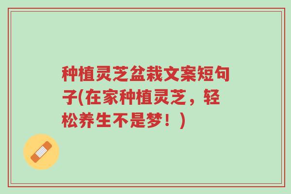 种植灵芝盆栽文案短句子(在家种植灵芝,轻松养生不是梦!)-第1张图片-超越 种植灵芝盆栽文案短句子(在家种植灵芝,轻松养生不是梦!)-第1张图片-超越