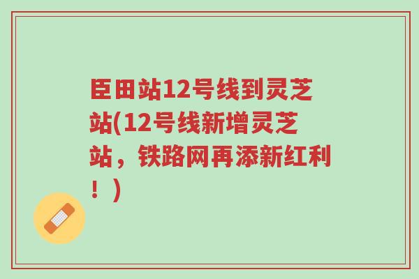 臣田站12号线到灵芝站(12号线新增灵芝站,铁路网再添新红利!)-第1张图片-超越 臣田站12号线到灵芝站(12号线新增灵芝站,铁路网再添新红利!)-第1张图片-超越
