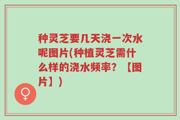 种灵芝要几天浇一次水呢图片(种植灵芝需什么样的浇水频率?【图片】)-第1张图片-超越 种灵芝要几天浇一次水呢图片(种植灵芝需什么样的浇水频率?【图片】)-第1张图片-超越
