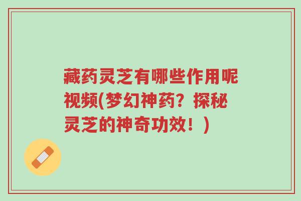 藏药灵芝有哪些作用呢视频(梦幻神药?探秘灵芝的神奇功效!)-第1张图片-超越 藏药灵芝有哪些作用呢视频(梦幻神药?探秘灵芝的神奇功效!)-第1张图片-超越