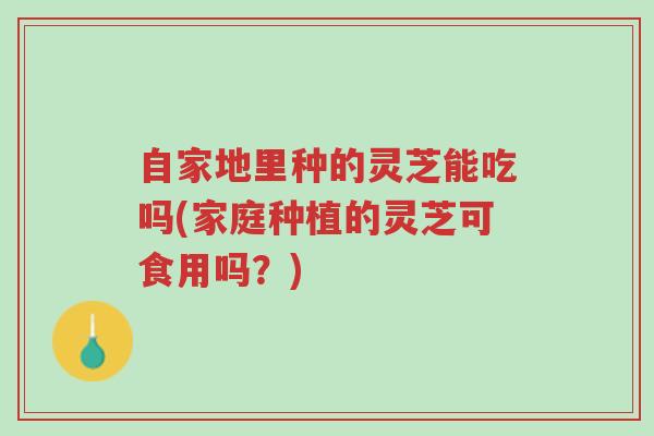自家地里种的灵芝能吃吗(家庭种植的灵芝可食用吗?)-第1张图片-超越 自家地里种的灵芝能吃吗(家庭种植的灵芝可食用吗?)-第1张图片-超越