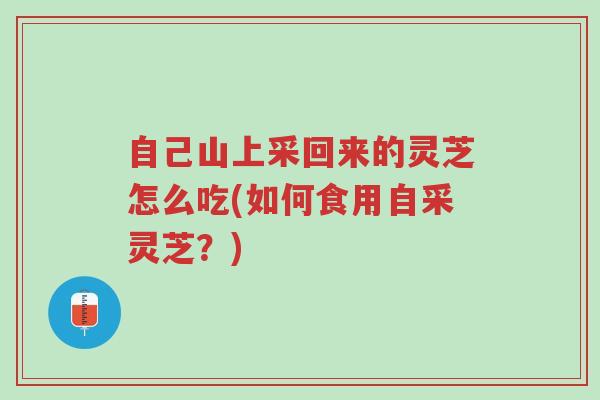 自己山上采回来的灵芝怎么吃(如何食用自采灵芝?)-第1张图片-超越 自己山上采回来的灵芝怎么吃(如何食用自采灵芝?)-第1张图片-超越