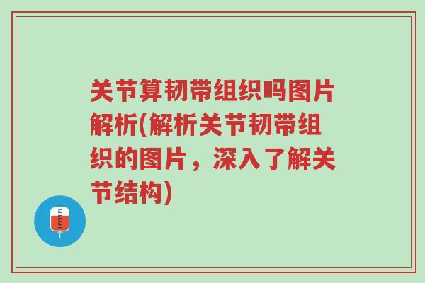 关节算韧带组织吗图片解析(解析关节韧带组织的图片,深入了解关节结构)-第1张图片-超越 关节算韧带组织吗图片解析(解析关节韧带组织的图片,深入了解关节结构)-第1张图片-超越